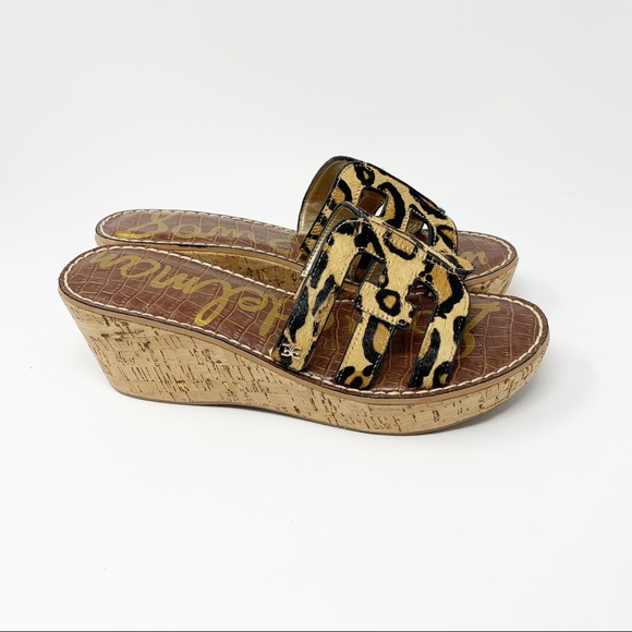 Sam Edelman Regis Leopard Wedge Mule Sandals Sz 10 - Picture 4 of 11